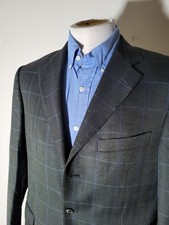 ERMENEGILDO ZEGNA Green Blue Check Trofeo SILK Wool Blazer Sport Coat 50 40R