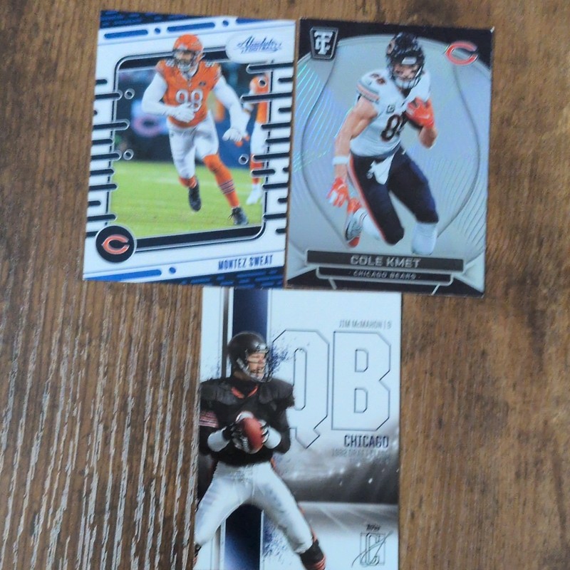 Panini 2023 Chicago Bears 3-Card Lot Sweat Kmet McMahon Absolute/Certified