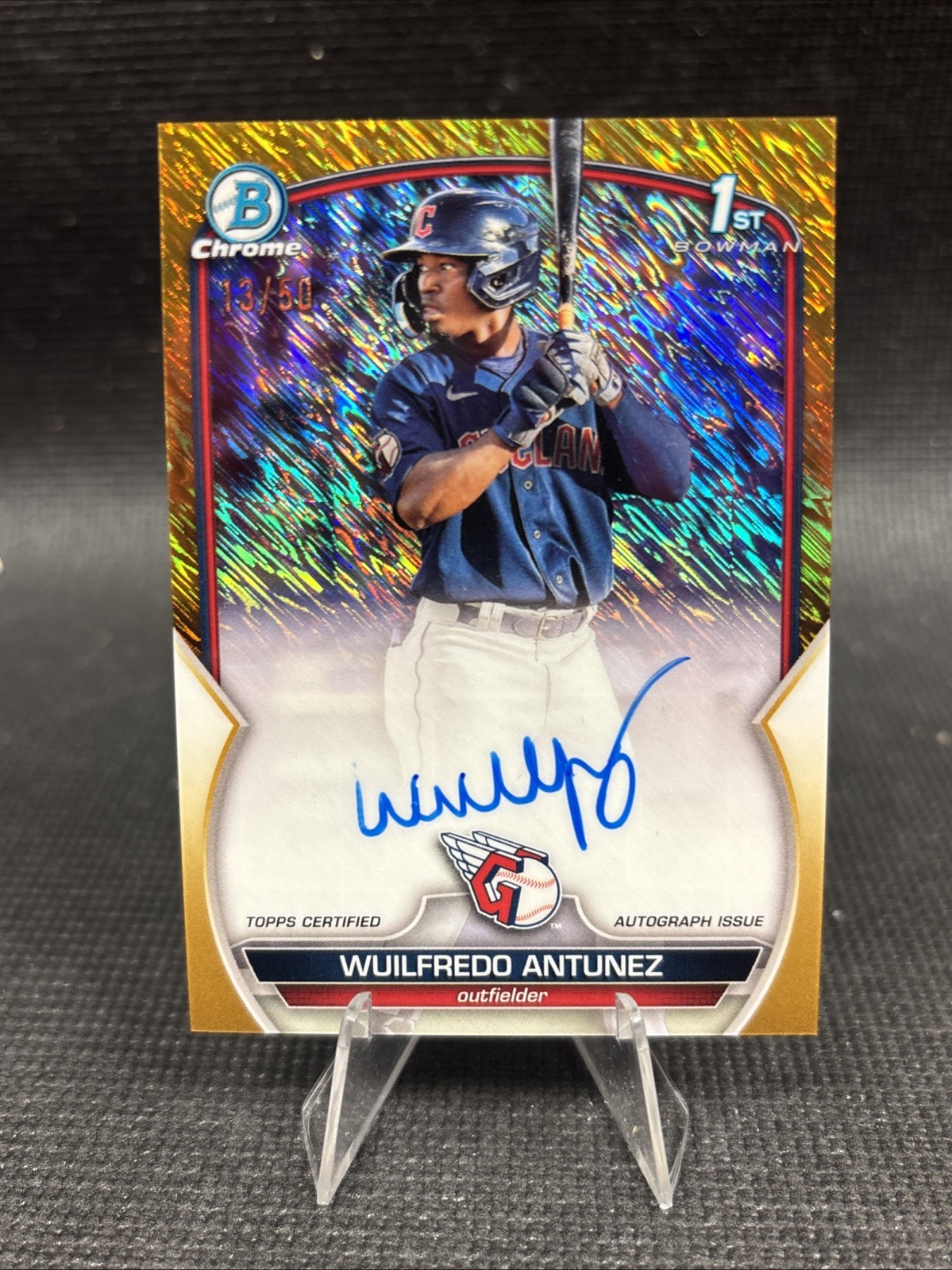 WUILFREDO ANTUNEZ 2023 BOWMAN CHROME 1ST GOLD SHIMMER AUTO /50