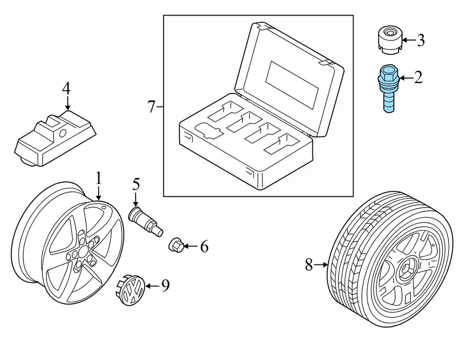 2004-2014 年大众 TOUAREG - 车轮 LUG BOLT / NUT 套装 (5) WHT002529 — 第 2/4 张图片