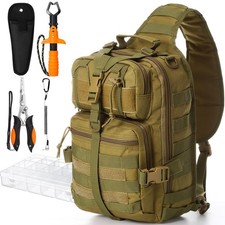 6 Pcs Fishing Tackle Bag Backpack with Rod Holders, Tackle Box, Fishing Plier...