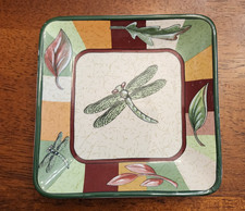 Dragonfly Tray Plate 5" Square Partylite Nature's Pillar Design