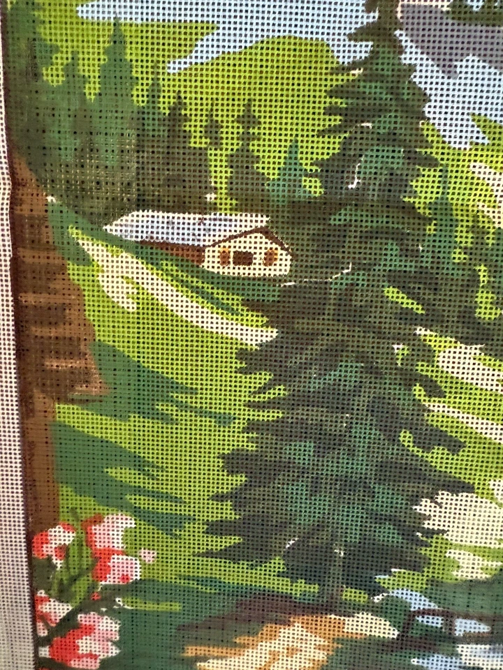 needlepoint Tapestry canvas mountain cabin Canvas Only 45x60cm Temeljkovic - Image 4 of 4