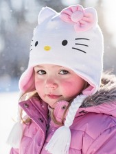 Hello Kitty Pink Bow Big Face Peruvian Unisex Beanie One Size NWT