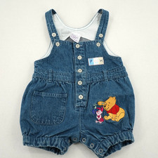 Vintage Disney Winnie the Pooh Denim Overall Romper Baby 12 Months