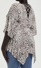 Torrid Babydoll Tunic Stretchy Leonard Print Hi-Lo Sharkbite Criss Cross Back 4X