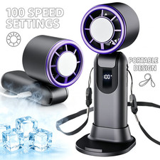 Portable Handheld Turbo Fan With Ice Cooling 100-speed Rechargeable Personal Fan