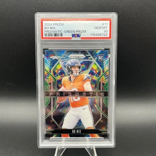 2024 Prizm BO NIX Rookie Prizmatic Green Prizm #11 Broncos RC PSA 10 GEM