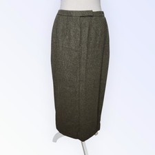 Vintage Ralph Lauren LRL Size 8 Maxi Skirt Womens Y2K Academia Wool Green Tweed