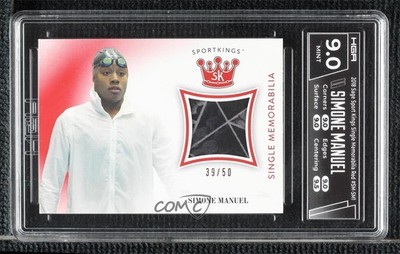 2018 Sage Sportkings Single Memorabilia Red 39/50 Simone Manuel HGA 9 MINT 1b3n