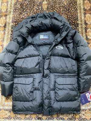 First Down Parka NOS NWT 90s Y2K Heavyweight Puffer Black Removable Hood Mens M