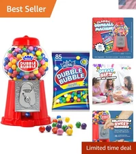 Candy Dispenser Machine for Kids - 8.5” Fun Gum Ball Bank Includes 85 Treats