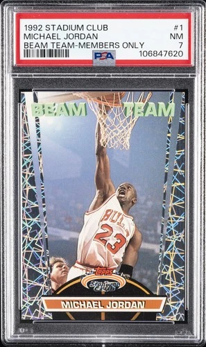 1992 TOPPS STADIUM CLUB BEAM TEAM MEMBERS ONLY #1 MICHAEL JORDAN PSA 7