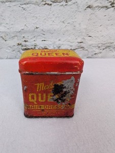 Vintage Madam Queen Hair Dressing Pomade Advertising Tin 4oz Newbro Atlanta