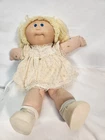 Vintage 1984 Cabbage Patch Kids Doll Blonde Yarn Hair Blue Eyes Original Dress