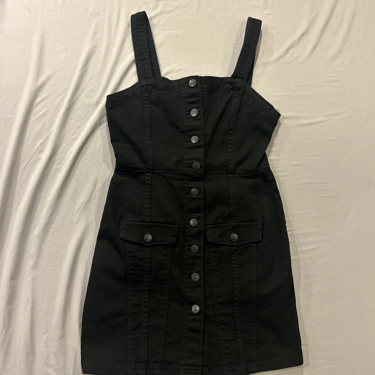 Denim Dresses Black Overall Dress for sale | eBay