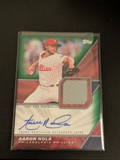 2026 Topps Series 1 Major League Materials Autograph Green 16/99 Aaron Nola PHI