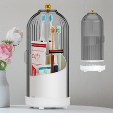 Dustproof Toothbrush Holder, Toothbrush Organizer with 360 Rotating Inner Tr...