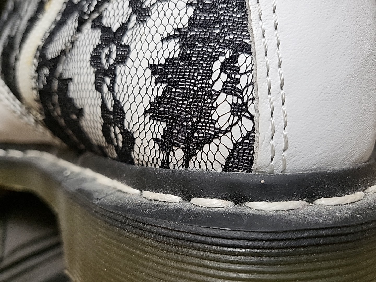 Dr. Martens 14 eye white black lace boots UK8 EU42 US10 Goth Halloween Doc thumbnail 20