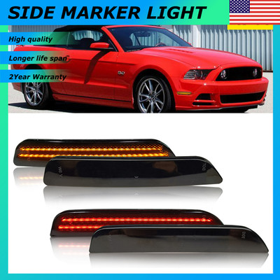 2PCS For 2010-2014 Ford Mustang Smoked Lens Rear Rear LED Side Marker Lights New