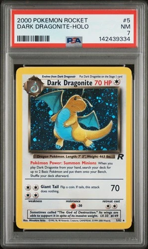 2000 POKEMON ROCKET #5 DARK DRAGONITE-HOLO PSA 7