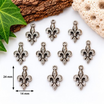 10 Fleur de Lis 3D Anhänger Charms Kettenanhänger Schmuckherstellung (14)