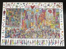 James Rizzi Times Square 1000 Piece Jigsaw Puzzle Completed & Framed 20x28"