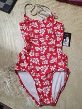 Art Class Girls One Piece Swimsuit Large NWT Red Floral