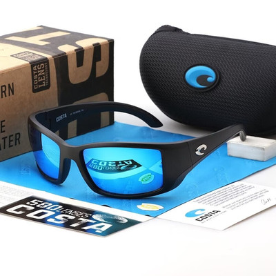 Costa Del Mar BLACKFIN Matte Black/ blue Lenses 580P Polarized Sunglasses 62mm