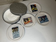Pottery Barn Hollywood Cocktail Plates Movie Reel Tin Box Classic Golden Age Vtg