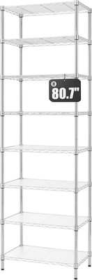 8-Tier Adjustable Steel Wire Shelving Unit, 80.7'' Height, NSF Certified