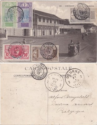 1913 Guinea A.O.F. PPC Conacry/ Rue du Coromerer street scene superb