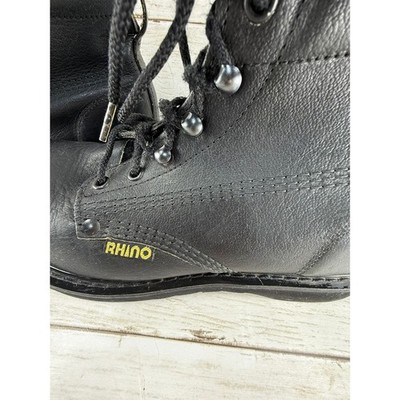 Rhino Mens Black Leather Work Boots Lace Up Oil Resistant  display picture 1