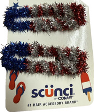 Scunci USA Theme American Flag Barrette Set Hair Salon Clips 2.5" LGDW1