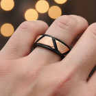 8mm Black & Rose Gold Tungsten Wedding Band with Brushed Trapezoid Step design — photo 6