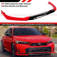 For 25-26 Honda Civic Yofer Rallye Red Black 2 Tone Front Bumper Lip Splitter