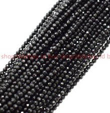 Wholesale 10 Strand 3mm Bright Quality Black Spinel Round Faceted Gem Loose Bead