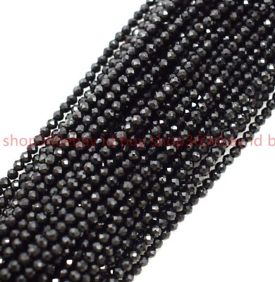 Wholesale 10 Strand 3mm Bright Quality Black Spinel Round Faceted Gem Loose Bead