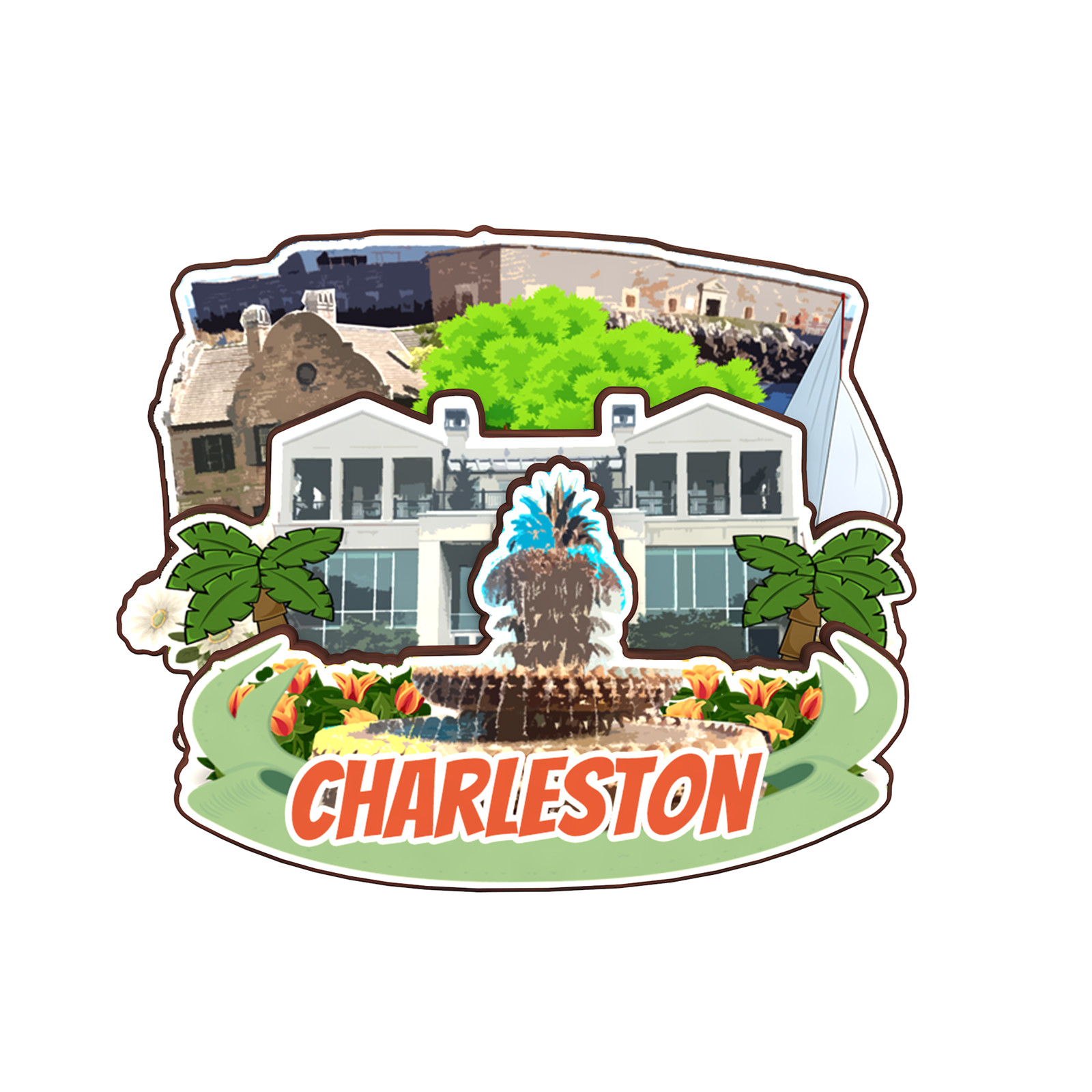 Charleston South Carolina USA Refrigerator magnet 3D travel souvenirs wood