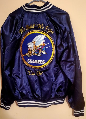 NAVY VETERAN SATIN JACKET w Flag | eBay