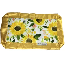Minky Couture Mini Baby Security Blanket Lovey Floral Yellow Flower