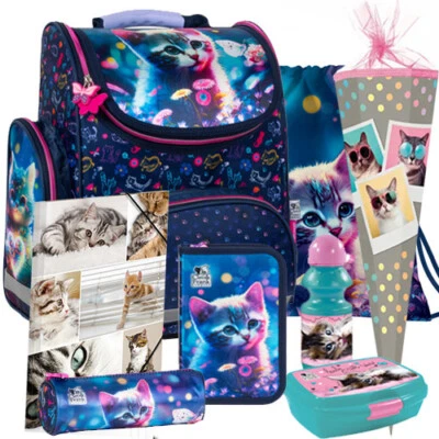 DERFORM Katze Cat Schulranzen Tornister Ranzen Schulrucksack Rucksack Set mit Schultüte