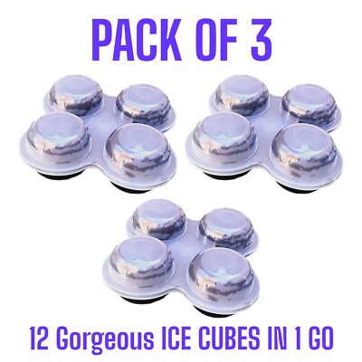 3x Eiswürfelschalen 4 Hohlraum Rosenblütenform Formen mit Deckel BPA-frei Kaltgetränk