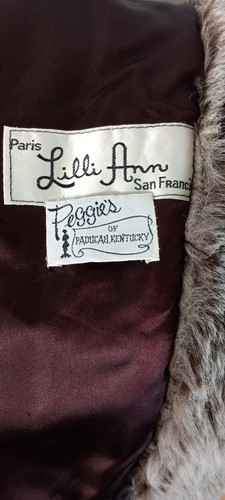 Vtg Lilli Ann Paris Faux Fur Coat Satin Lining 2 Front Pockets England Size Med - Picture 4 of 4