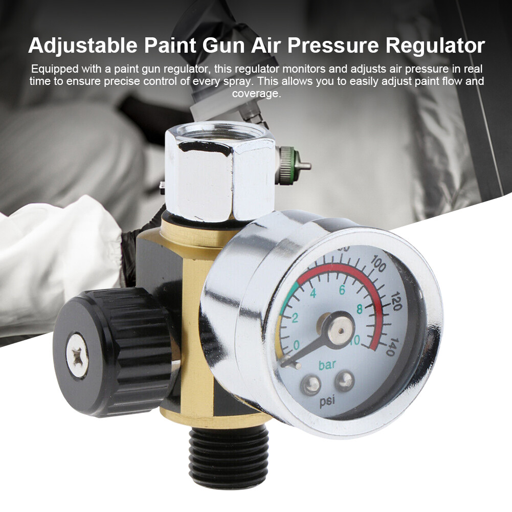 A 0140PSI/10Bar Air Pressure Adjustment Regulator 1/4 Inch Spray Gun