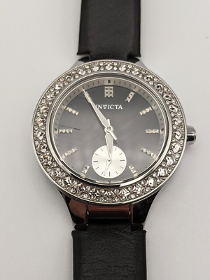 Invicta Wildflower Silver and Black Leather Watch Black Invicta Wildflower Women main image 3