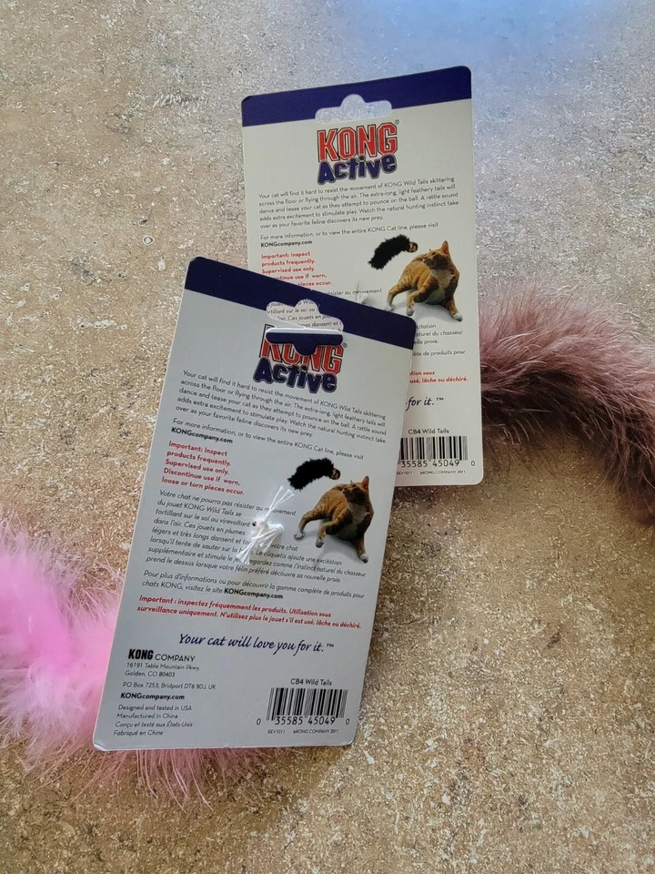 Kong ACTIVE Cat Toys Cork Ball Catnip Feather Play Toy 2 Pack Pink Wild Tail NEW - Image 2 of 2