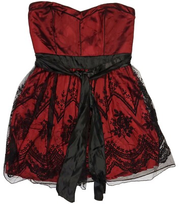 Trixie Womans Juniors Dress Strapless Floral Red Size 15