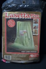 Lasetta Plus Baby Lamb Afghan Crochet Look Easy Craft partially completed green