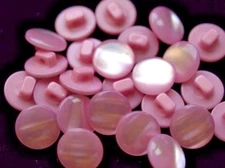 Lot of 10 Vintage Pearlized Plastic Lucite Buttons  - Pretty Pink Color